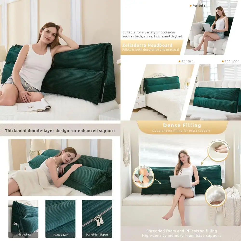 Подушка из пены с эффектом памяти для кровати размера «queen-size», поддержка чтения и сидения, съемный чехол, зеленый
Подушка из пены с эффектом памяти для кровати размера «queen-size», поддержка чтения и сидения, съемный чехол, зеленый