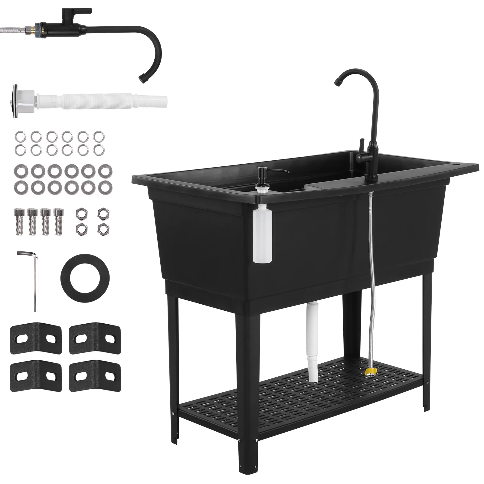 Single Bowl Sink with Stainless Steel Faucet Soap Dispenser Outdoor Hand Washing Station for Washing Room Backyard Garden
Single Bowl Sink with Stainless Steel Faucet Soap Dispenser Outdoor Hand Washing Station for Washing Room Backyard Garden