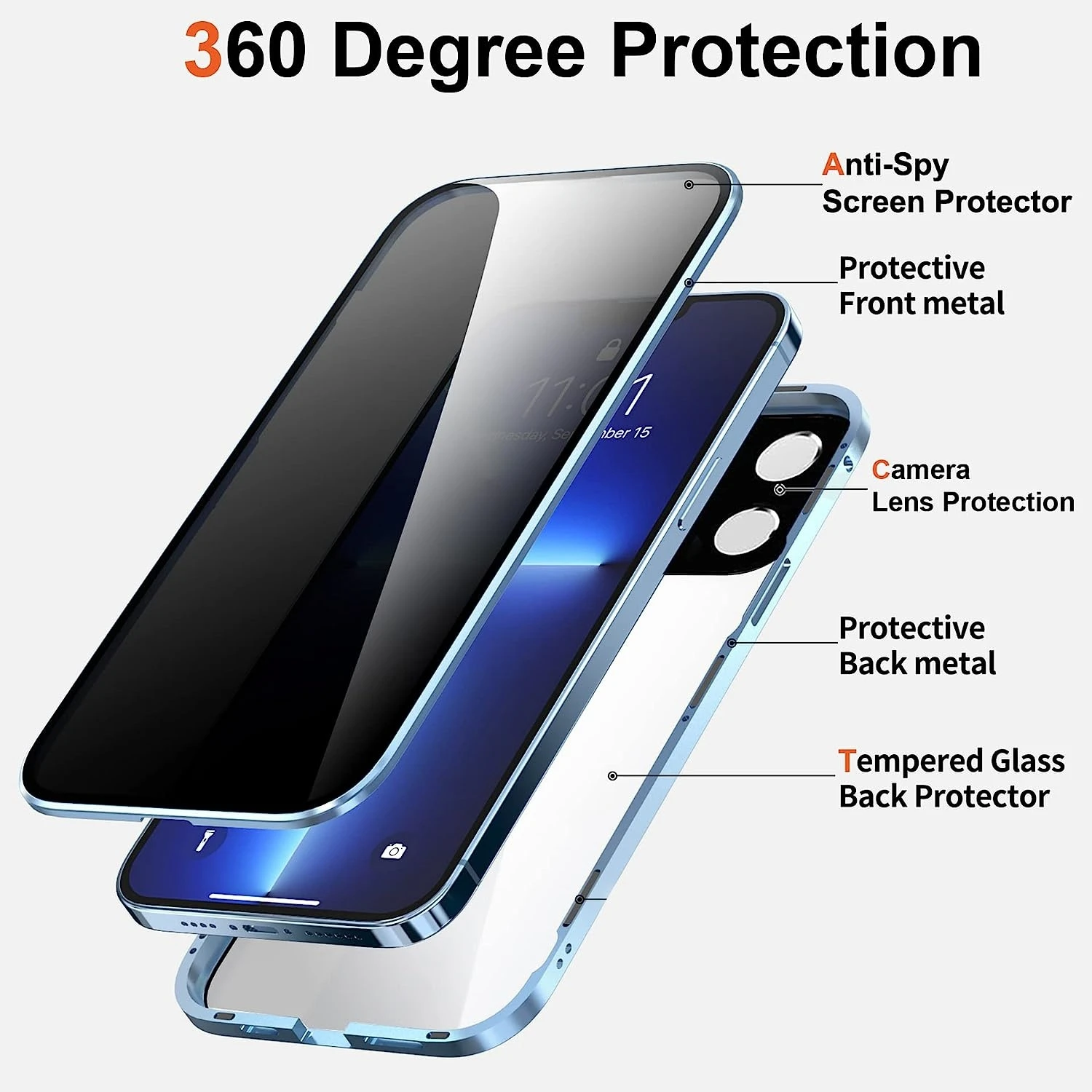 360° Metal Magnetic Security Lock Double Sided anti-peeping Glass Cover For IPHONE16PROMAX 15 14 13 12 11 Case With Lens Protect
360° Metal Magnetic Security Lock Double Sided anti-peeping Glass Cover For IPHONE16PROMAX 15 14 13 12 11 Case With Lens Protect