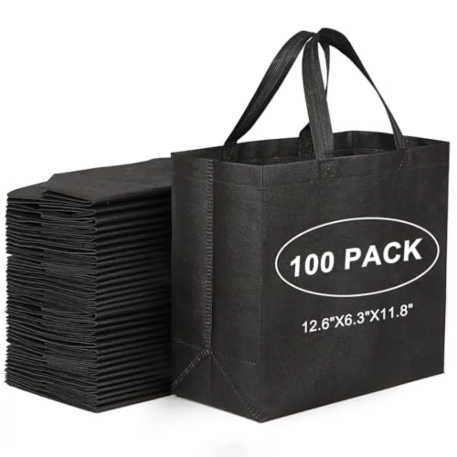 JERIA Black Reusable Totes Bag with Reinforced Handles Non Woven Bulk Shopping Bags
JERIA Black Reusable Totes Bag with Reinforced Handles Non Woven Bulk Shopping Bags