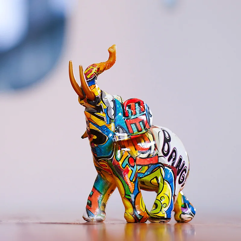 Nordic home foyer living room TV cabinet decoration creative colorful water transfer printing elephant ornament resin crafts
Nordic home foyer living room TV cabinet decoration creative colorful water transfer printing elephant ornament resin crafts
