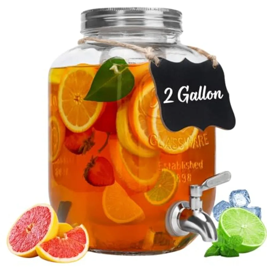 2 Gallon Glass Beverage Dispenser with Lid Stainless Steel Spigot Glass Drink Dispensers for Parties Lemonade Dispenser With Ic
2 Gallon Glass Beverage Dispenser with Lid Stainless Steel Spigot Glass Drink Dispensers for Parties Lemonade Dispenser With Ic