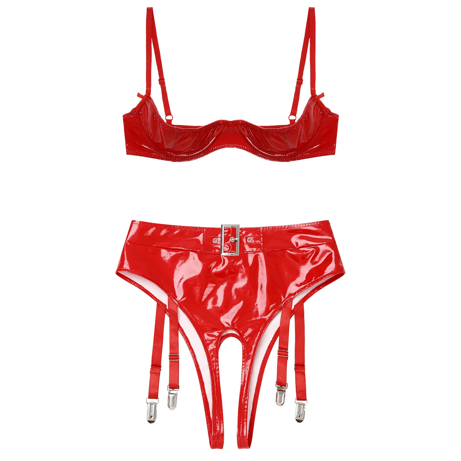 Womens Patent Leather Latex Lingerie Set Garters Belt with Halter Cupless Vest Crop Top Underwear Lingerie Punk Gothic Clubwear
Womens Patent Leather Latex Lingerie Set Garters Belt with Halter Cupless Vest Crop Top Underwear Lingerie Punk Gothic Clubwear