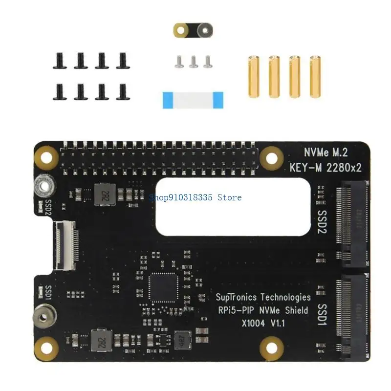 X1004 Expansion Board For Pi 5 Support PCIe to Double 2280 SSD Adapter
X1004 Expansion Board For Pi 5 Support PCIe to Double 2280 SSD Adapter
