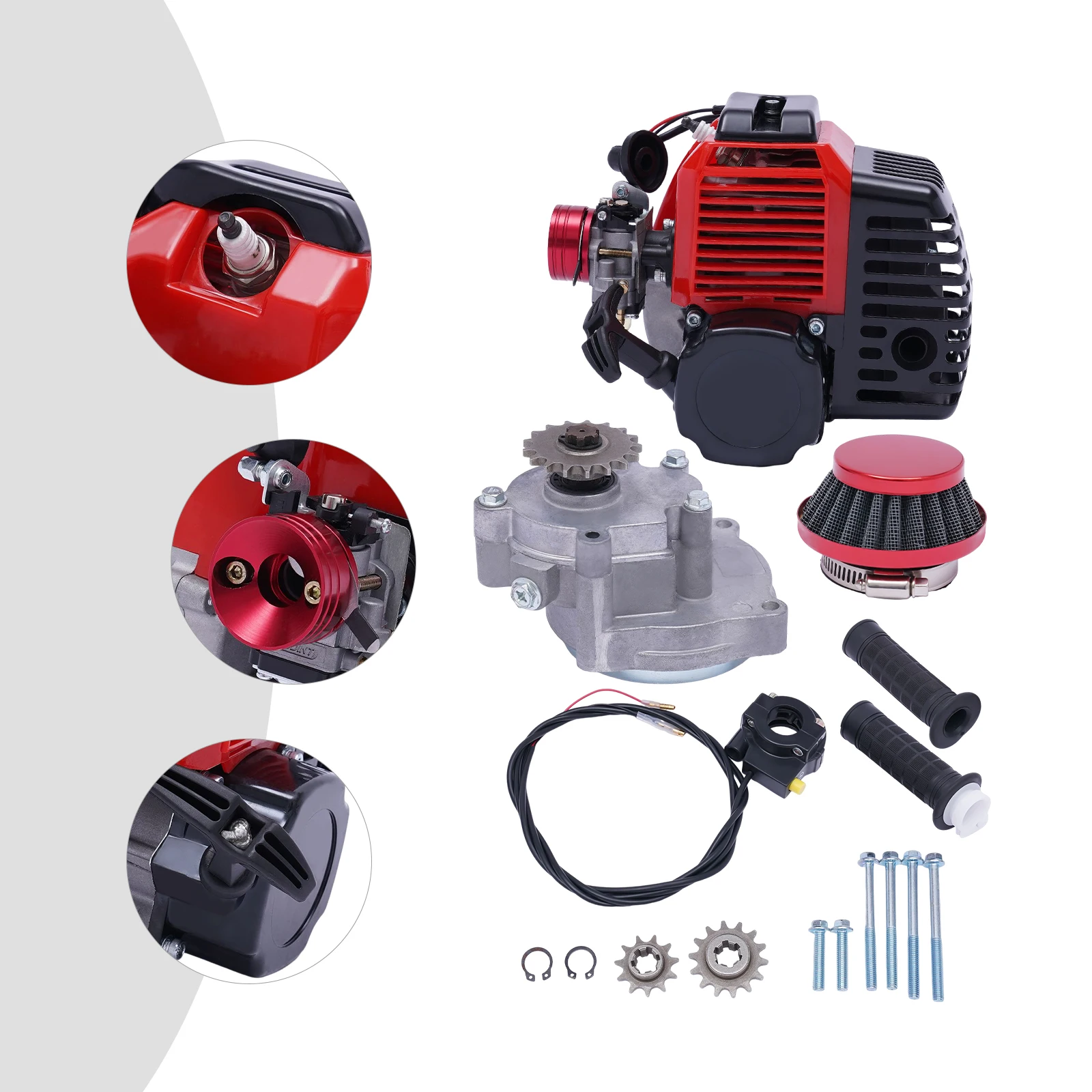 49cc 2 Stroke Racing Engine Kit for Gas Scooter Powerful Motor with Throttle Cable Grip and Air Filter for Vapor Scooter
49cc 2 Stroke Racing Engine Kit for Gas Scooter Powerful Motor with Throttle Cable Grip and Air Filter for Vapor Scooter
