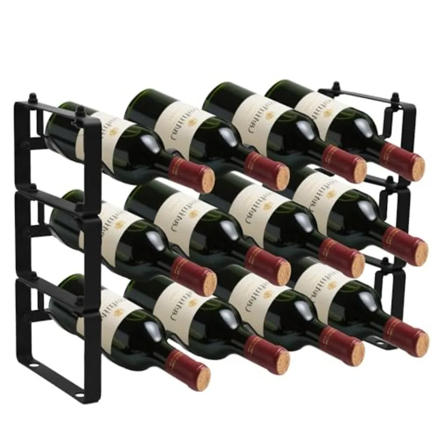 Black Wine Rack for 12 Bottles Stackable and Expandable Metal Wine Bottle Holder for Bar Counter, Cabinet, Pantry, or Small Spa
Black Wine Rack for 12 Bottles Stackable and Expandable Metal Wine Bottle Holder for Bar Counter, Cabinet, Pantry, or Small Spa