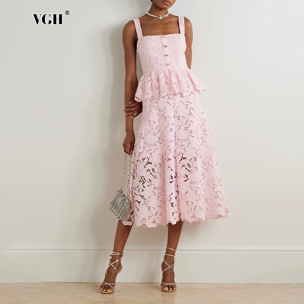 VGH Solid Embroidery Office Lady Midi Dresses for Women Square Collar Sleeveless High Waist Spliced Ruffles A Line Dress Female
VGH Solid Embroidery Office Lady Midi Dresses for Women Square Collar Sleeveless High Waist Spliced Ruffles A Line Dress Female