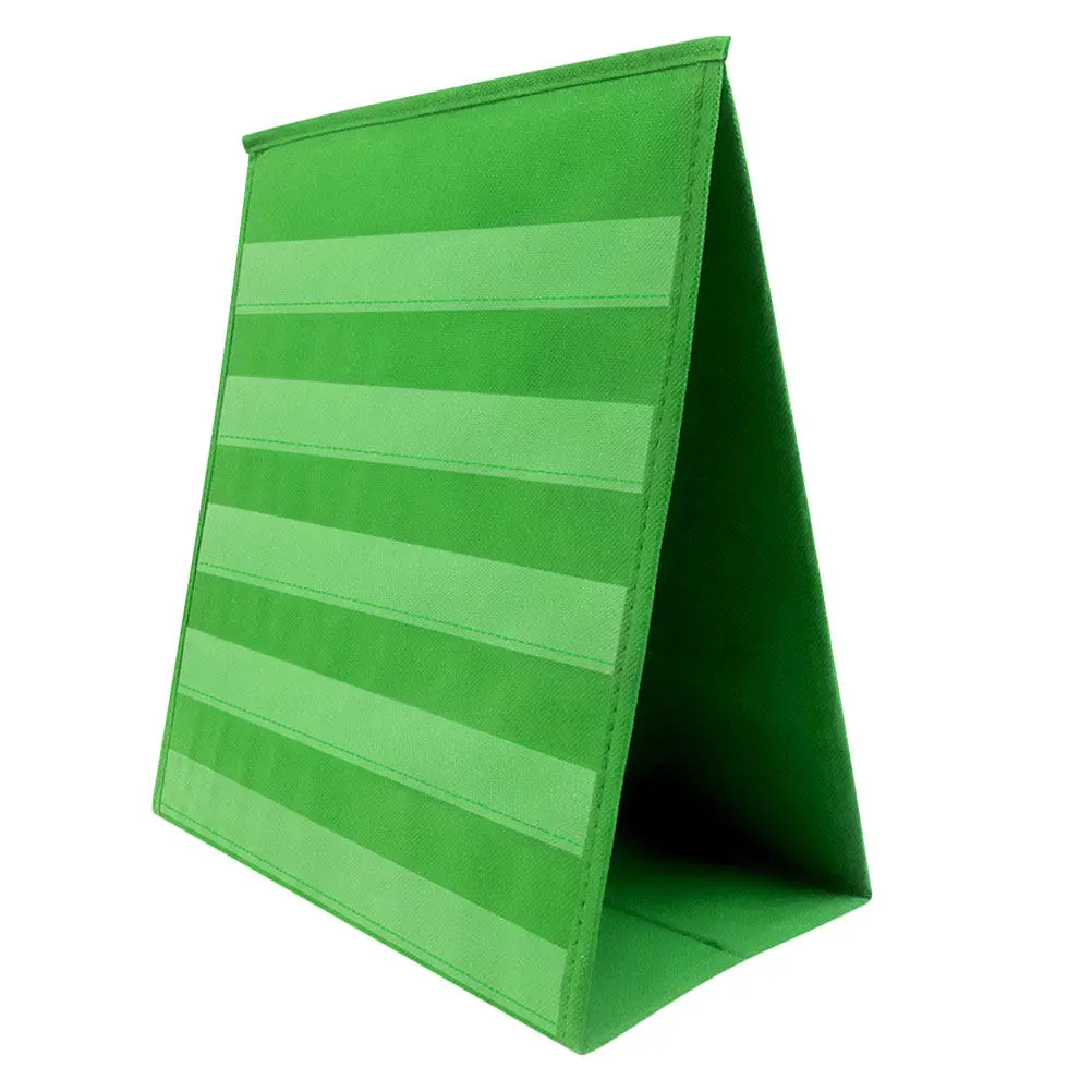 Foldable Green Tabletop Pocket Chart Stand Triangular Desktop Display Slot Teaching Tool for Classroom Educational Scheduling