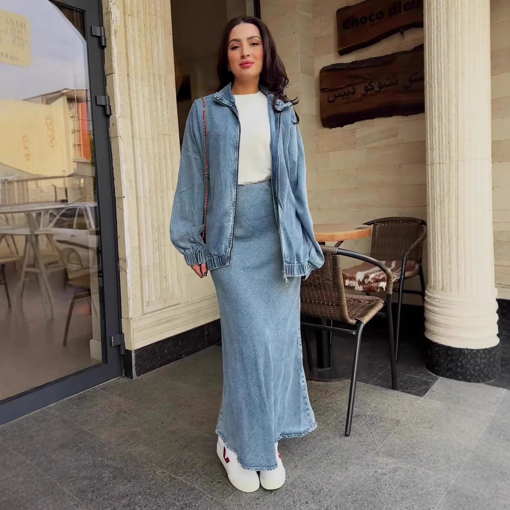 Spring Summer Women Denim Jacket Skirt Set Lapel Zip Casual Matching Outfit
Spring Summer Women Denim Jacket Skirt Set Lapel Zip Casual Matching Outfit