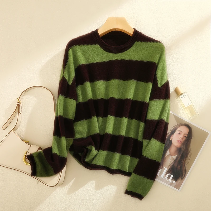 MVLYFLRT Women's 100% Pure Goat Cashmere Sweater Round Neck Pullover Casual Large-Size Striped Tops Korean Fashion Winter Warm..
MVLYFLRT Women's 100% Pure Goat Cashmere Sweater Round Neck Pullover Casual Large-Size Striped Tops Korean Fashion Winter Warm..