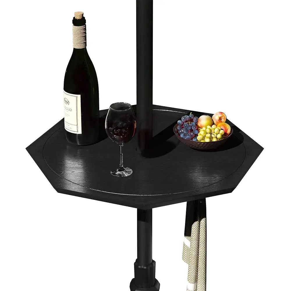 Adjustable Umbrella Table, Led 23'' Portable Polygon Umbrella Tray For 1.5Ft Patio Umbrella Pole, Black 
Adjustable Umbrella Table, Led 23'' Portable Polygon Umbrella Tray For 1.5Ft Patio Umbrella Pole, Black