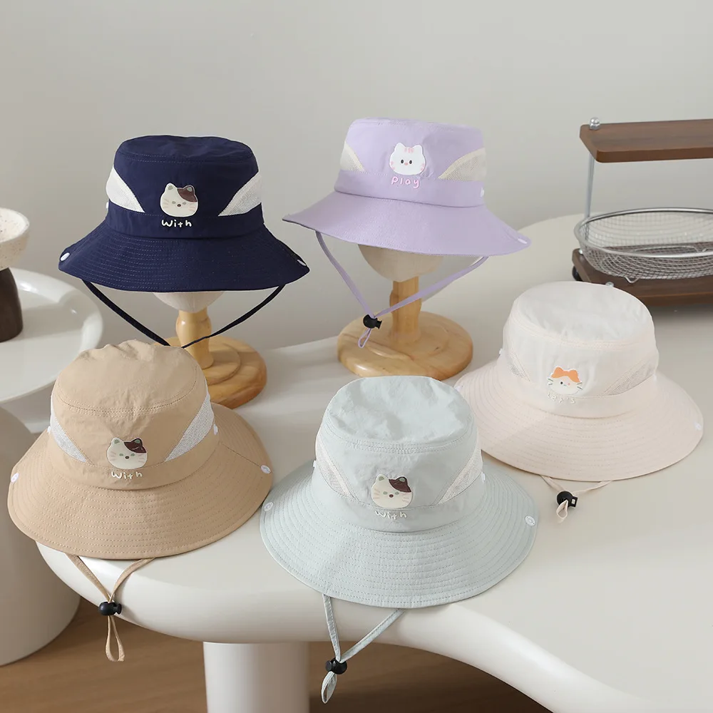 Quick-dry Children Bucket Hat Summer New Cartoon Cat Mesh Baby Sun Hat Outdoor Boy Girl Panama Hats Cute Beach Caps For 3-6Y
Quick-dry Children Bucket Hat Summer New Cartoon Cat Mesh Baby Sun Hat Outdoor Boy Girl Panama Hats Cute Beach Caps For 3-6Y