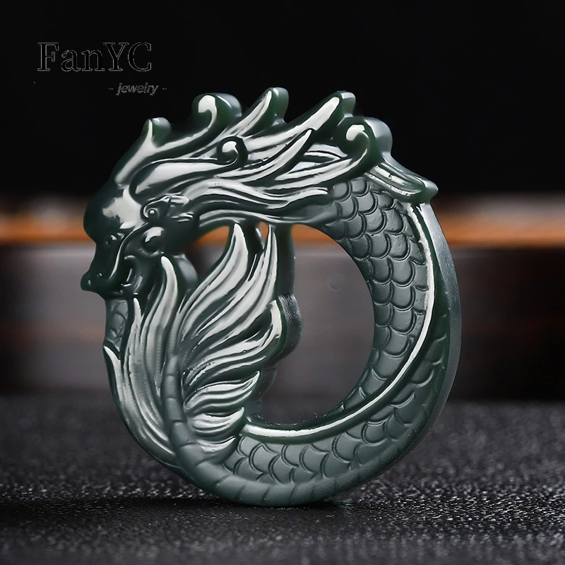 Natural Hetian Jadeite Antique-Style Dragon Pendant Exquisitely Carved Luxury Fashion Jade Necklace Men and Women Gift
Natural Hetian Jadeite Antique-Style Dragon Pendant Exquisitely Carved Luxury Fashion Jade Necklace Men and Women Gift