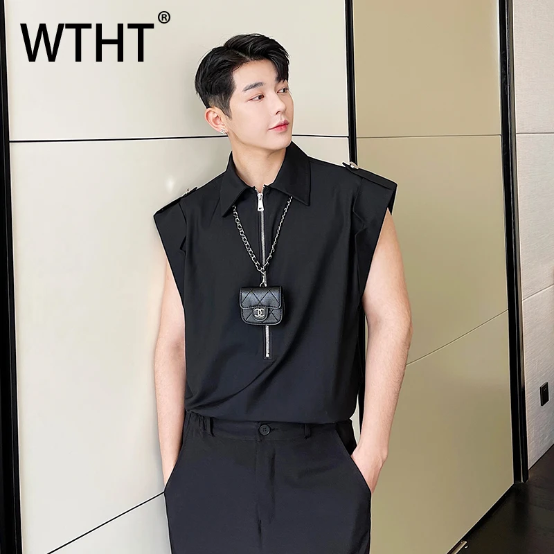 WTHT Trendy Men's Solid Color Zipper Patchwork Camisole Fashion Turn Down Collar Sleeveless Tank Tops Male 2025 Summer 2A1423
WTHT Trendy Men's Solid Color Zipper Patchwork Camisole Fashion Turn Down Collar Sleeveless Tank Tops Male 2025 Summer 2A1423