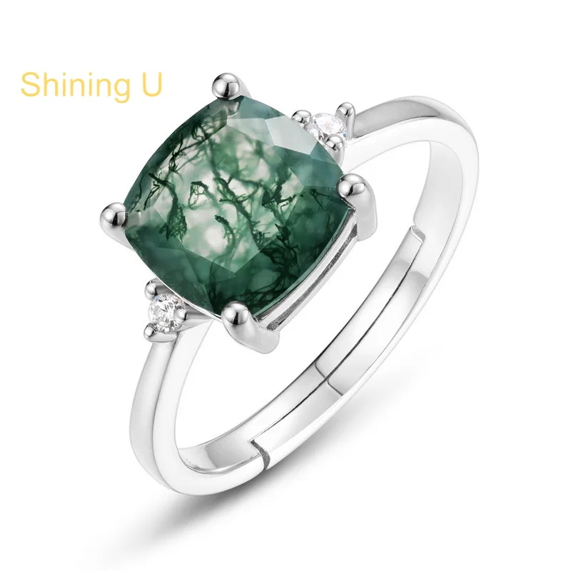 Shining U 925 Sterling Silver 8*8mm Square Round Green Stone Ring for Women Fine Jewelry Summer
Shining U 925 Sterling Silver 8*8mm Square Round Green Stone Ring for Women Fine Jewelry Summer