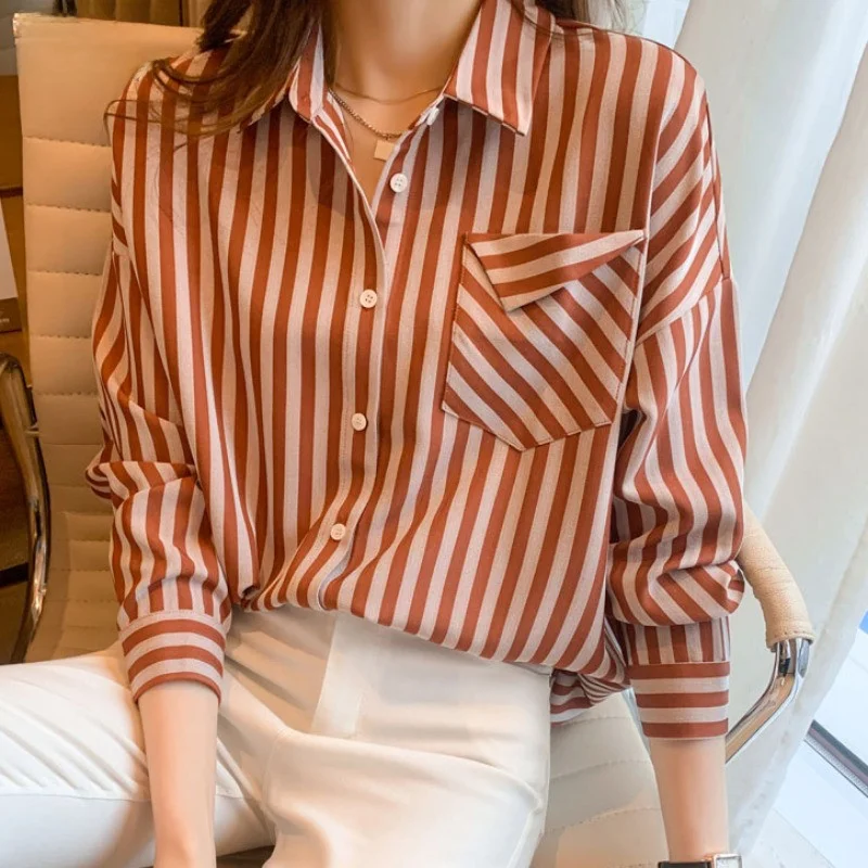 Women's Chiffon irt Spring Autumn Loose Long Sve Collar Striped Top Faionable Korean Sle plus Size Online Exclu...
Women's Chiffon irt Spring Autumn Loose Long Sve Collar Striped Top Faionable Korean Sle plus Size Online Exclu...