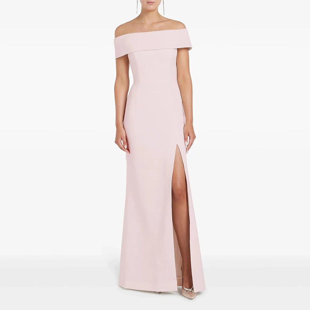 Customized Pale Pink Evening Dress Off the Shoulder Side Split Mermaid Evening Gowns Long Floor Length Simple Formal Party Dress
Customized Pale Pink Evening Dress Off the Shoulder Side Split Mermaid Evening Gowns Long Floor Length Simple Formal Party Dress