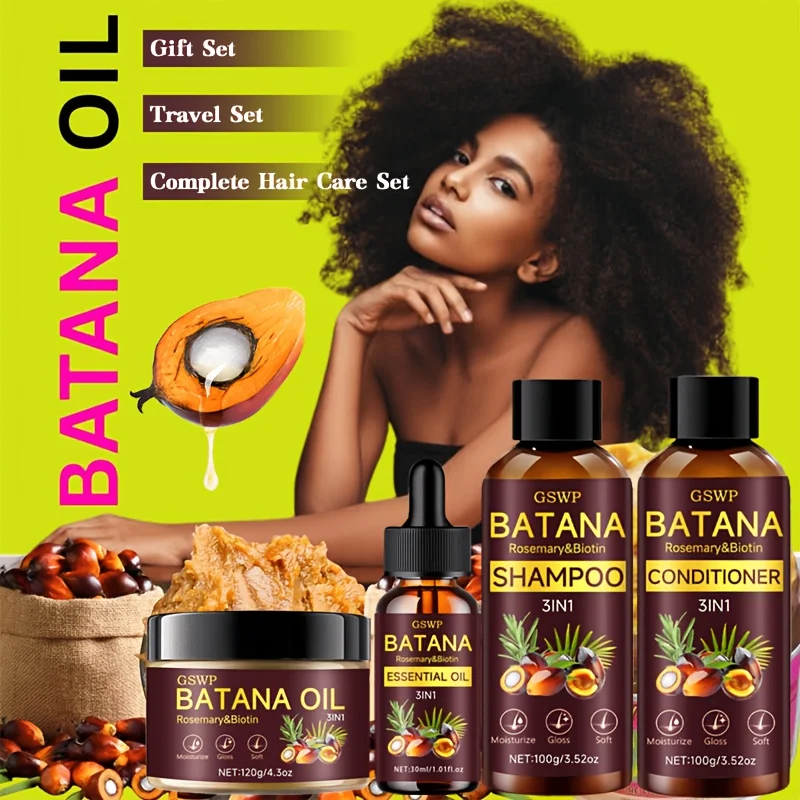 GSWP Batana Oil Shampoo,Conditionerand,cream,Hair Oil Set.Complete hair careregimen: Gently cleanses, deeplymoisturises.4pcs
GSWP Batana Oil Shampoo,Conditionerand,cream,Hair Oil Set.Complete hair careregimen: Gently cleanses, deeplymoisturises.4pcs