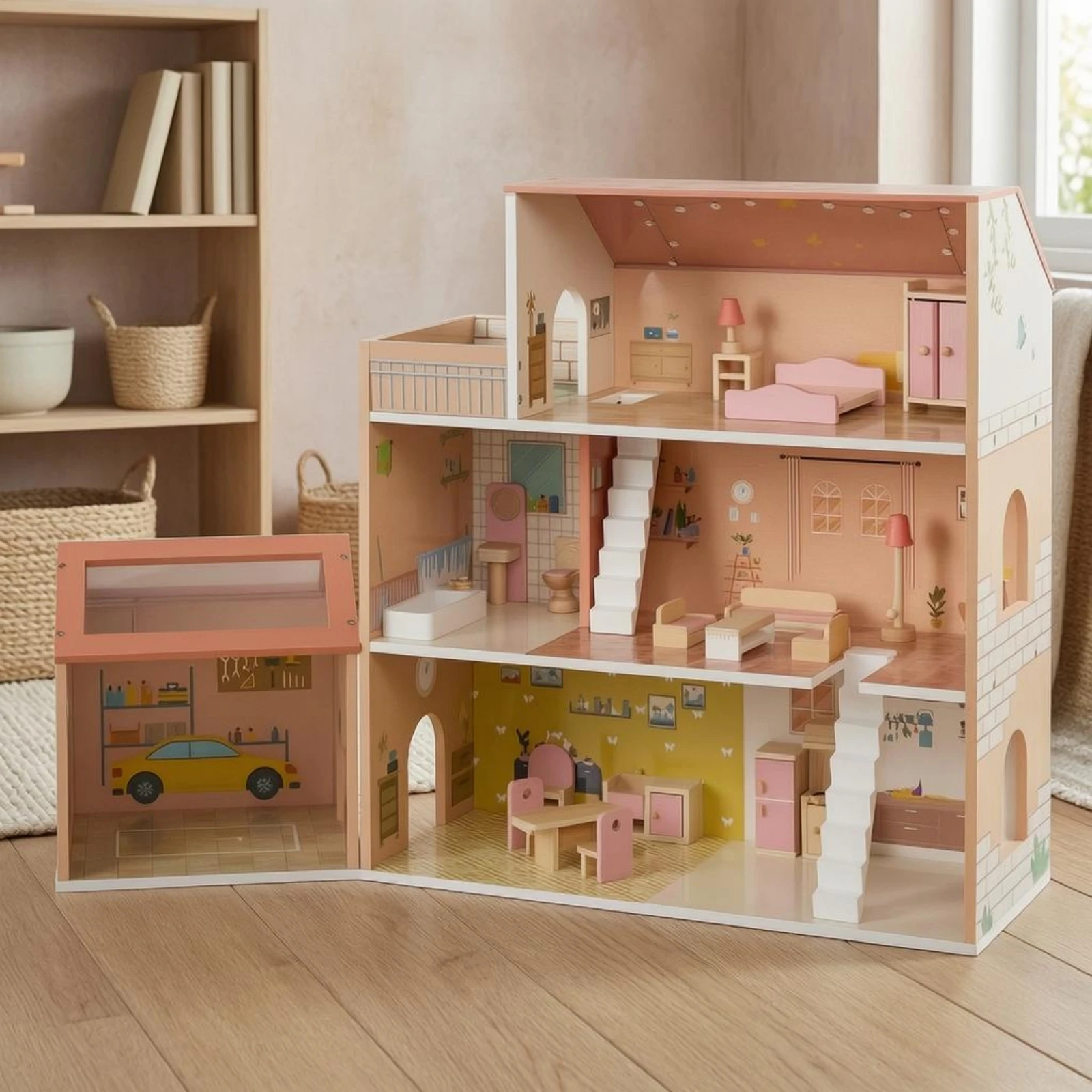 Pink Dollhouse Pitched Roof Open-Front Dollhouse
Pink Dollhouse Pitched Roof Open-Front Dollhouse