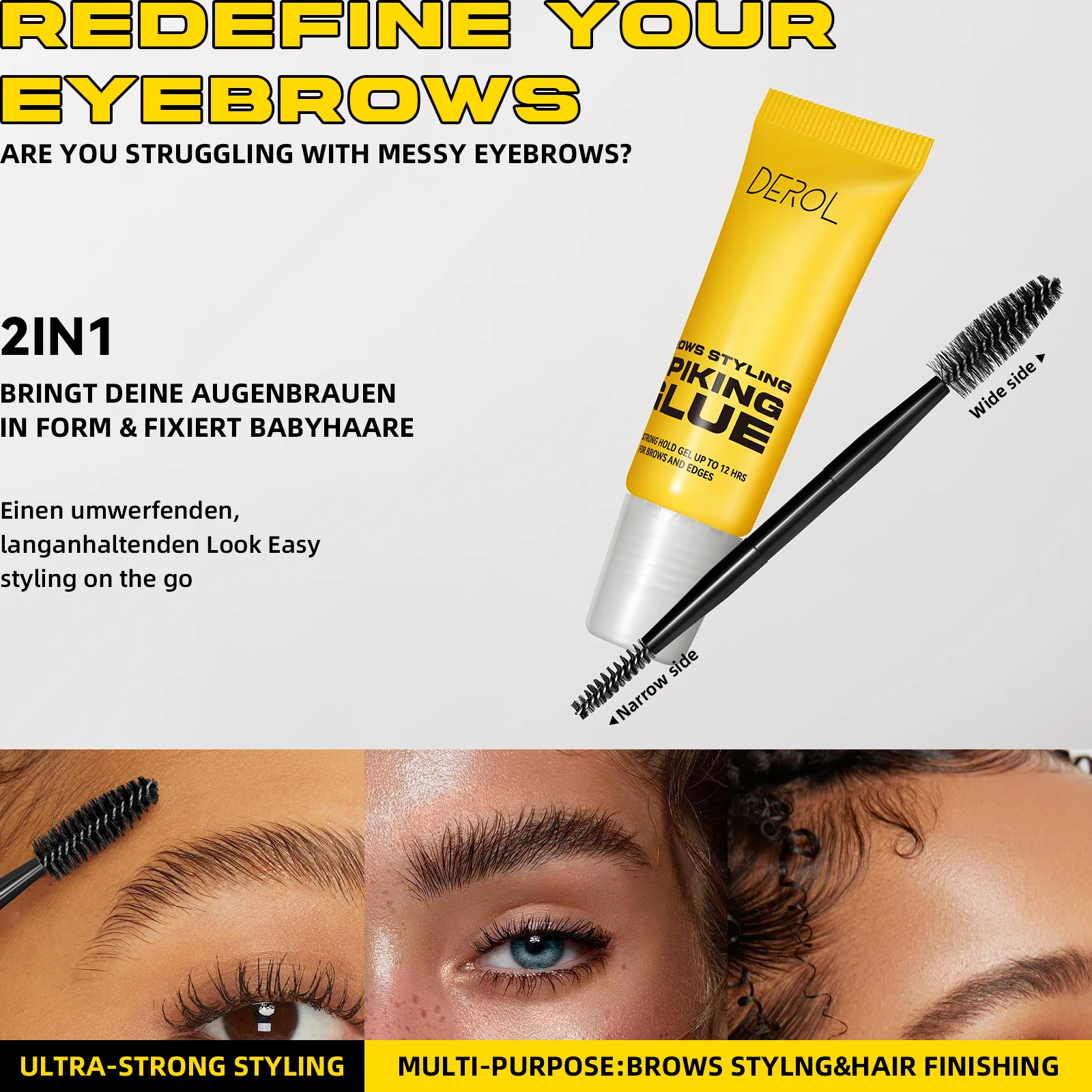 DEROL Styling Eyebrow Mascara Gel Eyebrow Setting Cream With Brush Wild Brow Styling Balm Longlasting Waterproof Makeup Cosmetic
DEROL Styling Eyebrow Mascara Gel Eyebrow Setting Cream With Brush Wild Brow Styling Balm Longlasting Waterproof Makeup Cosmetic