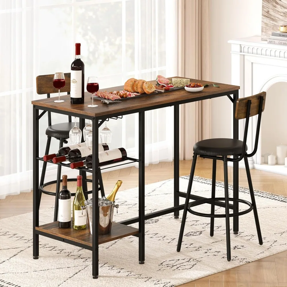 Bar Table and Chairs Set for 2, Dining Table Set, 39.3” Small High Top Kitchen Table, with 2 Bar Stools,
Bar Table and Chairs Set for 2, Dining Table Set, 39.3” Small High Top Kitchen Table, with 2 Bar Stools,