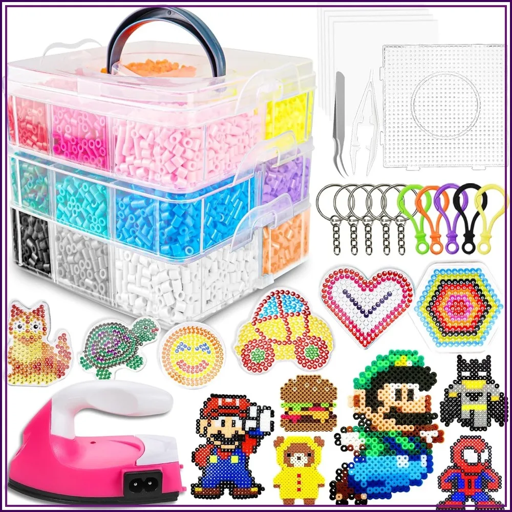 12000 Pcs Fuse Beads Kit with Iron, 20 Colors, 7 Pegboards, Craft for Kids Ages 5-12
12000 Pcs Fuse Beads Kit with Iron, 20 Colors, 7 Pegboards, Craft for Kids Ages 5-12