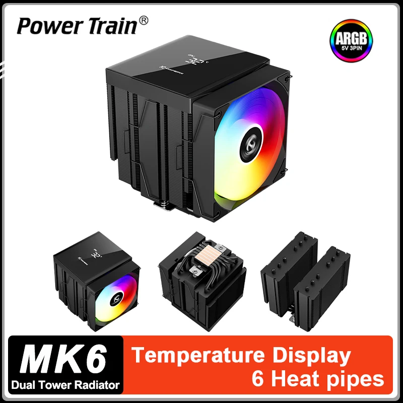 Power Train X-GAMERX MK6 Dual Tower CPU Cooler 6 Тепловая трубка Цифровой дисплей Воздушное охлаждение для LGA1700 115X AM5
Power Train X-GAMERX MK6 Dual Tower CPU Cooler 6 Тепловая трубка Цифровой дисплей Воздушное охлаждение для LGA1700 115X AM5