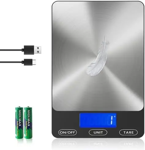 Digital Food Scale 33lb Rechargeable - Grams & Ounces - Stainless Steel - Perfect for Baking, Cooking, Meal Prep - Black
Digital Food Scale 33lb Rechargeable - Grams & Ounces - Stainless Steel - Perfect for Baking, Cooking, Meal Prep - Black
