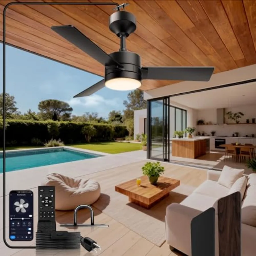 Plug-In Outdoor Ceiling Fan with Lights and Remote, LED Gazebo Hanging Fan with Hook, Dimmable Gazebo Fan, 3000-6500k, Portable
Plug-In Outdoor Ceiling Fan with Lights and Remote, LED Gazebo Hanging Fan with Hook, Dimmable Gazebo Fan, 3000-6500k, Portable
