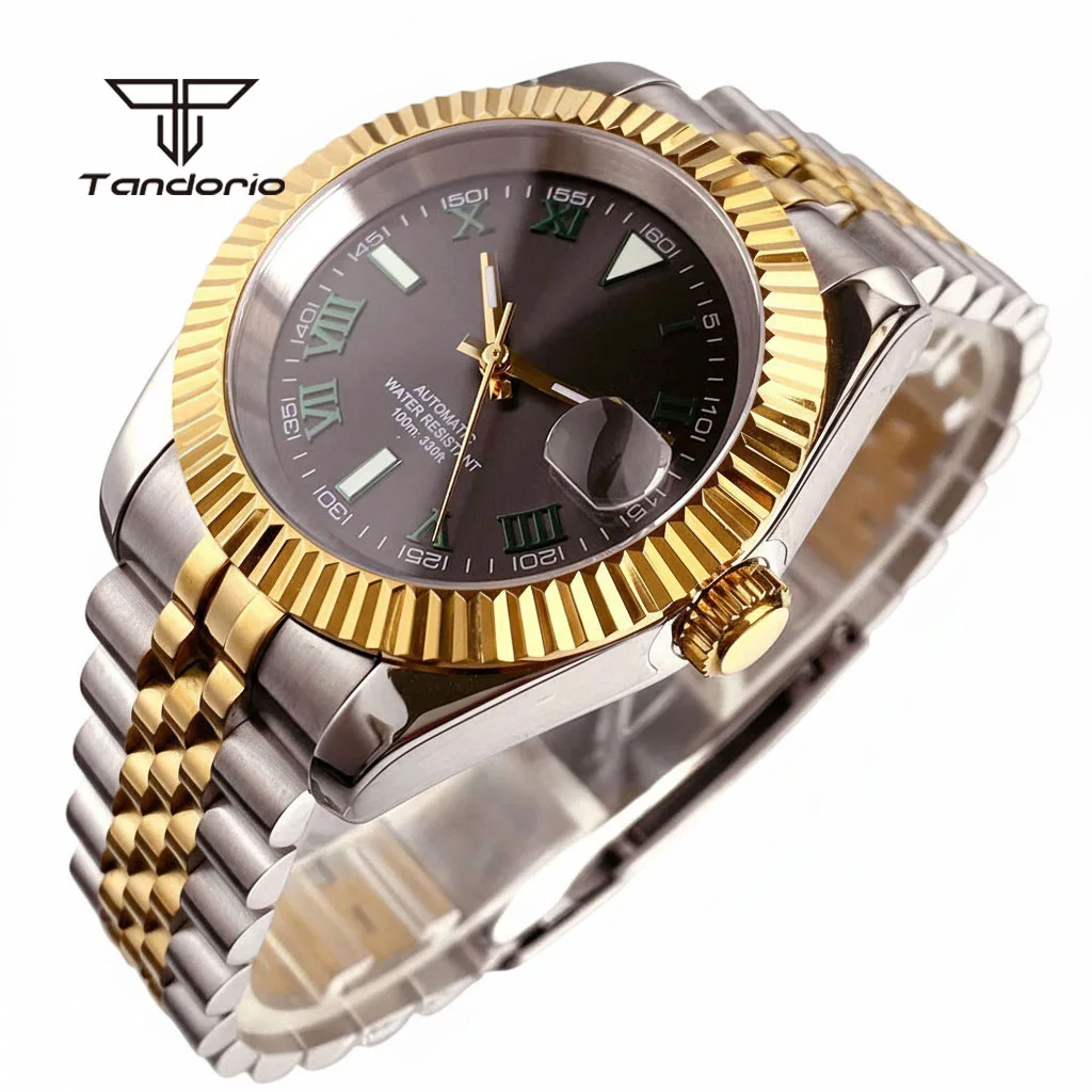 Tandorio NH35 Automatic 39mm/36mm Sapphire Golden Watch Two Tone Sunburst Date Roman Marks Luxury Vintage Wristwatch for Men
Tandorio NH35 Automatic 39mm/36mm Sapphire Golden Watch Two Tone Sunburst Date Roman Marks Luxury Vintage Wristwatch for Men