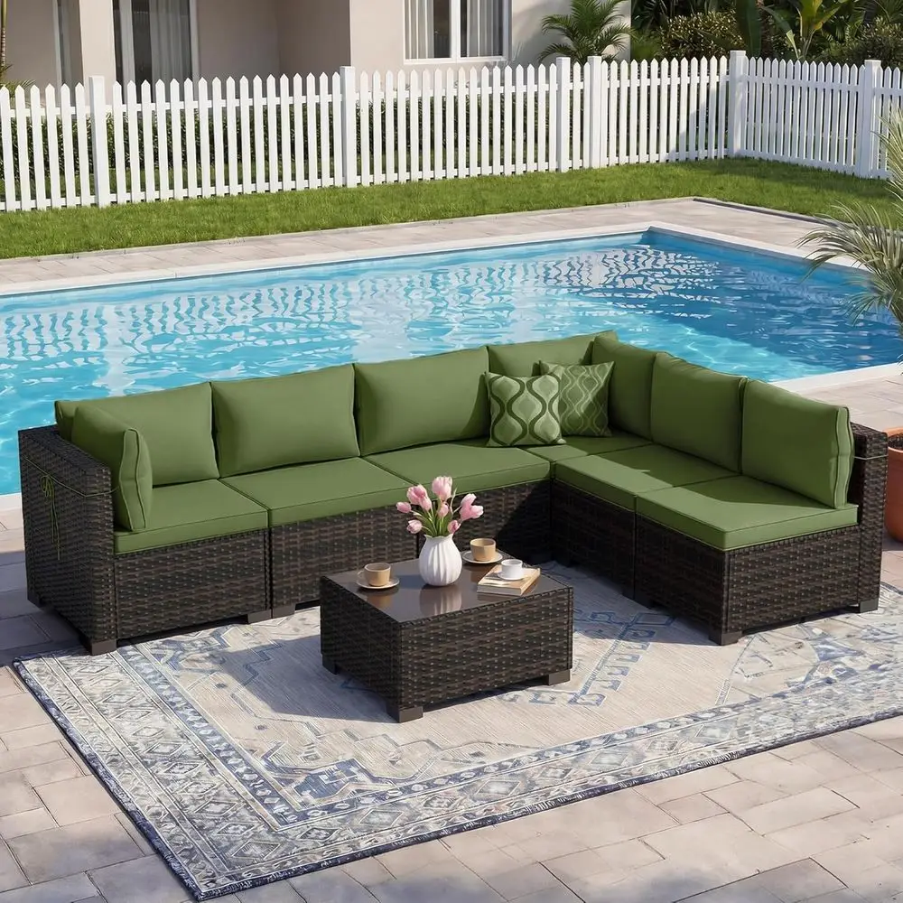 7-Piece Outdoor Patio Furniture Set, Rattan Wicker Sectional with Manual Weaving and Tea Table
7-Piece Outdoor Patio Furniture Set, Rattan Wicker Sectional with Manual Weaving and Tea Table