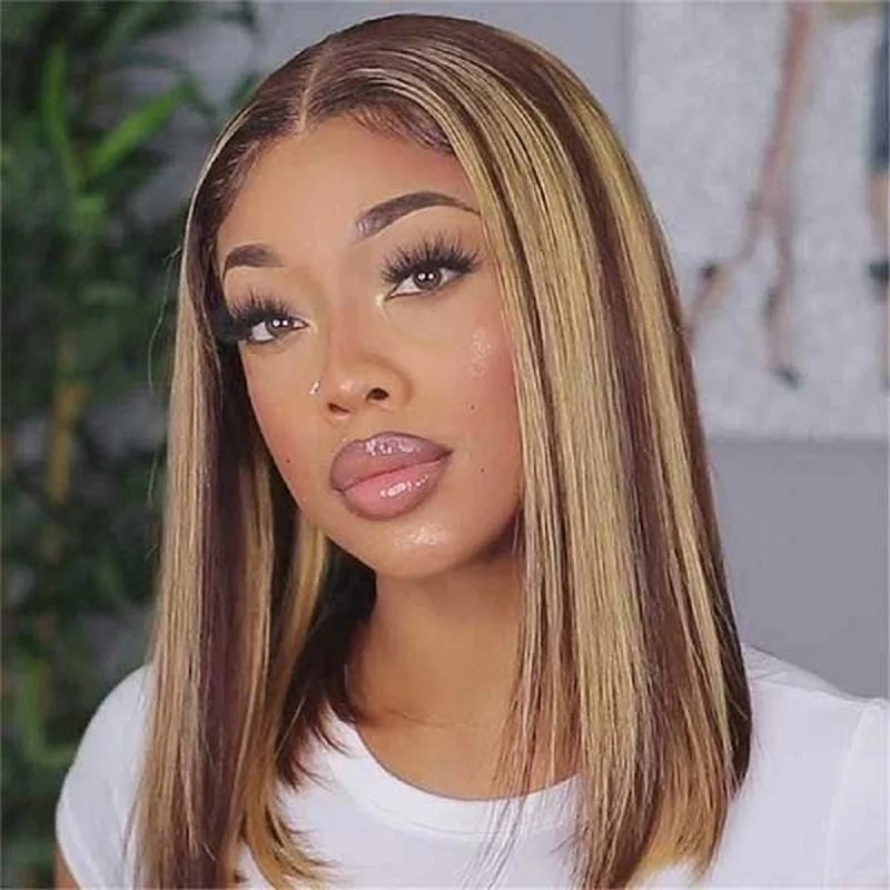 Straight 6x4 Short Bob Glueless Wigs Human Hair Pre Plucked Pre Cut 200% Density Blonde Highlight Wigs For Women
Straight 6x4 Short Bob Glueless Wigs Human Hair Pre Plucked Pre Cut 200% Density Blonde Highlight Wigs For Women