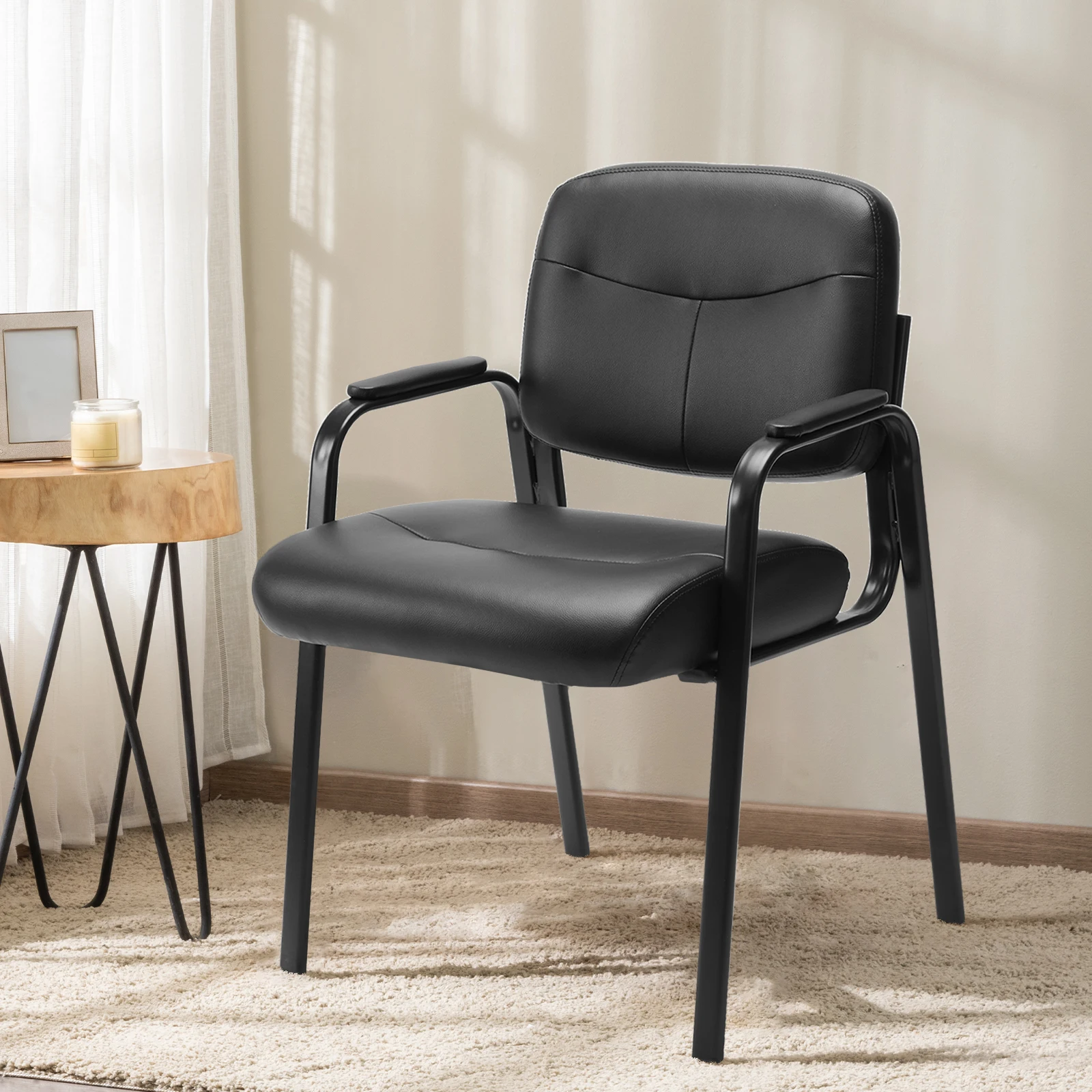 Office Guest Chair, Bonded Leather Executive Side Chair, Reception Chair with Solid Metal Frame, Home Office Furniture,Black
Office Guest Chair, Bonded Leather Executive Side Chair, Reception Chair with Solid Metal Frame, Home Office Furniture,Black