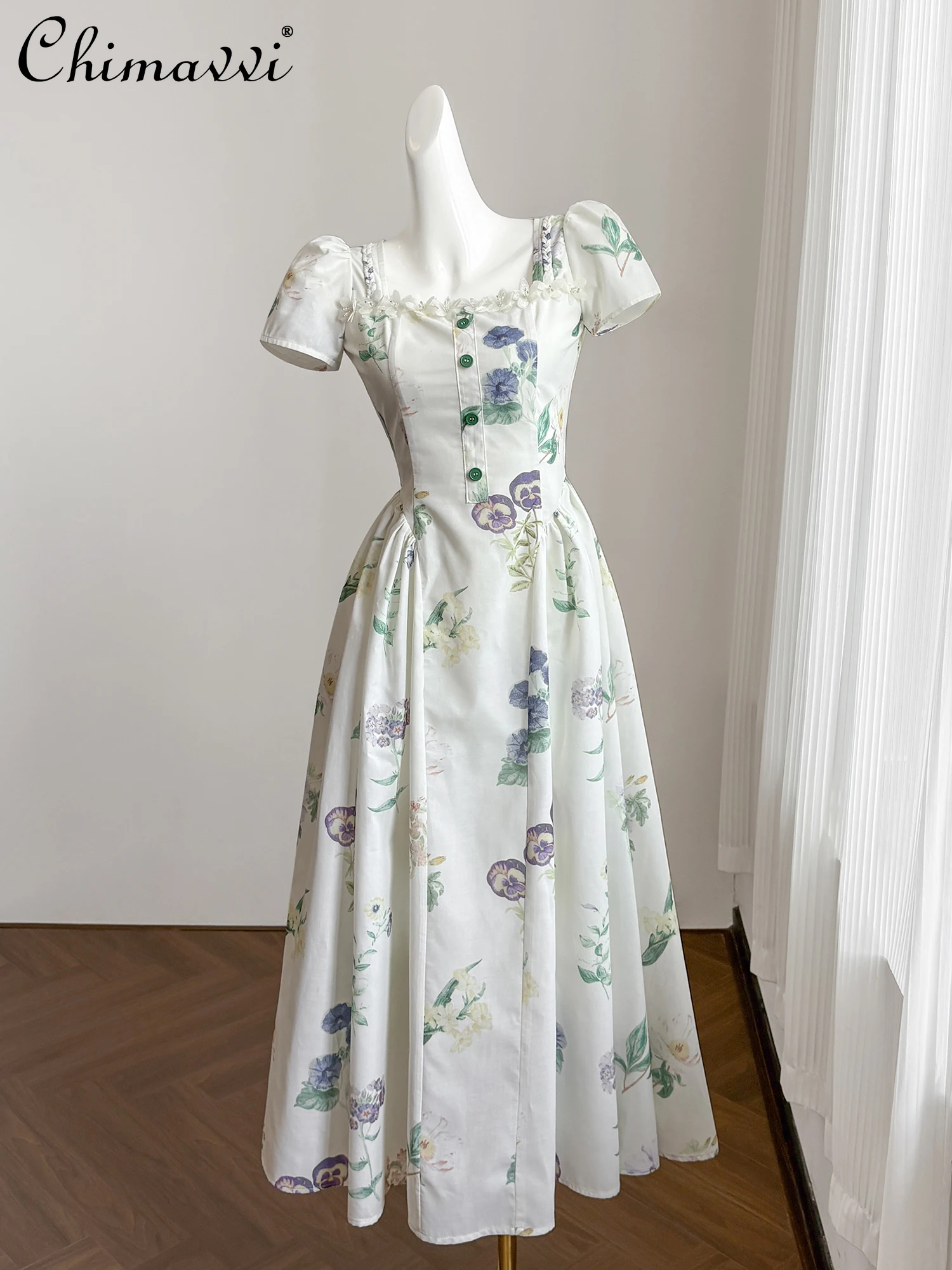 French Elegant Retro White Summer Dresses Square Neck Puff Sleeve 3D Flower Beaded High Waist A-line Holiday Long Dress Women
French Elegant Retro White Summer Dresses Square Neck Puff Sleeve 3D Flower Beaded High Waist A-line Holiday Long Dress Women