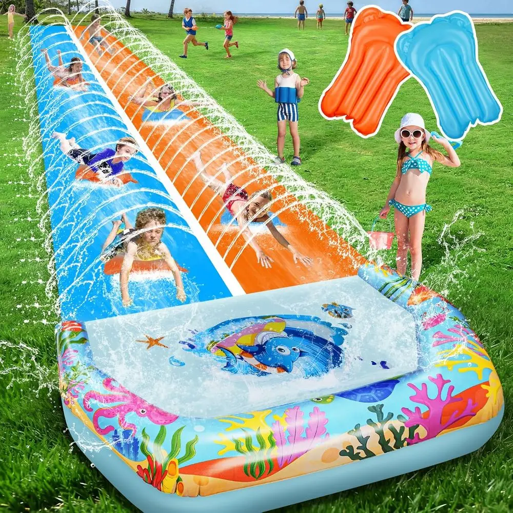 Giant Double Slip and Water Slides for Kids and Adults, Extra Long Backyard Slides with 2 Bodyboards, Heavy Duty Inflatable Wate
Giant Double Slip and Water Slides for Kids and Adults, Extra Long Backyard Slides with 2 Bodyboards, Heavy Duty Inflatable Wate