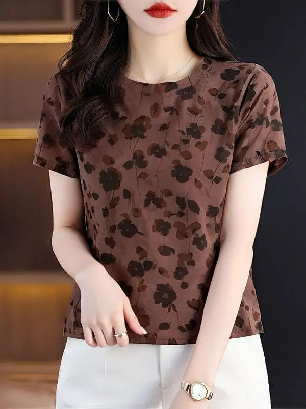 Fashionable Short Sleeve T-Shirt for Women Printed Slimming Top Casual Style Polyester Fiber Summer New Arrival
Fashionable Short Sleeve T-Shirt for Women Printed Slimming Top Casual Style Polyester Fiber Summer New Arrival