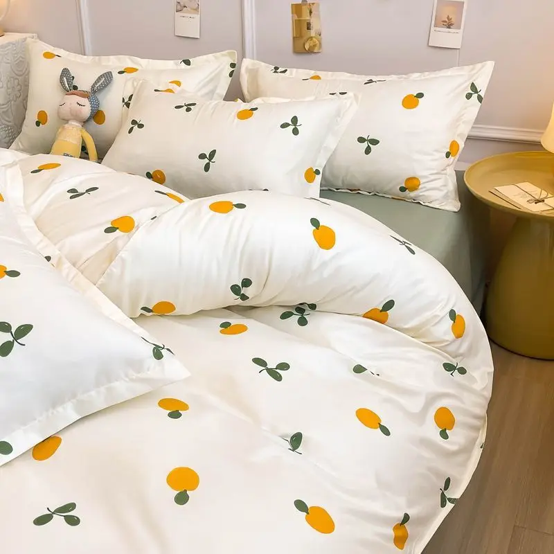 Duvet Cover Set with Flat Sheet and Pillowcases, Cute Orange , Single, Double, Queen Size, Girls Bedding Kit, Ins Style
Duvet Cover Set with Flat Sheet and Pillowcases, Cute Orange , Single, Double, Queen Size, Girls Bedding Kit, Ins Style