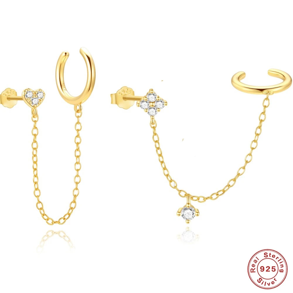 AIDE 925 Sterling Silver Piercing Double Studs Crystal Crystal Chain Tassel Dangle Lucky Zircon Ear Studs For Women Jewelry 1pc
AIDE 925 Sterling Silver Piercing Double Studs Crystal Crystal Chain Tassel Dangle Lucky Zircon Ear Studs For Women Jewelry 1pc