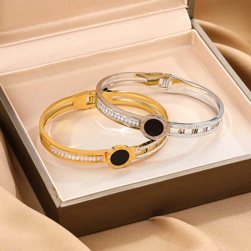 Zircon Roman Numerals Bracelet For Women Stainless Steel Bracelet Fashion Jewelry Accessory
Zircon Roman Numerals Bracelet For Women Stainless Steel Bracelet Fashion Jewelry Accessory