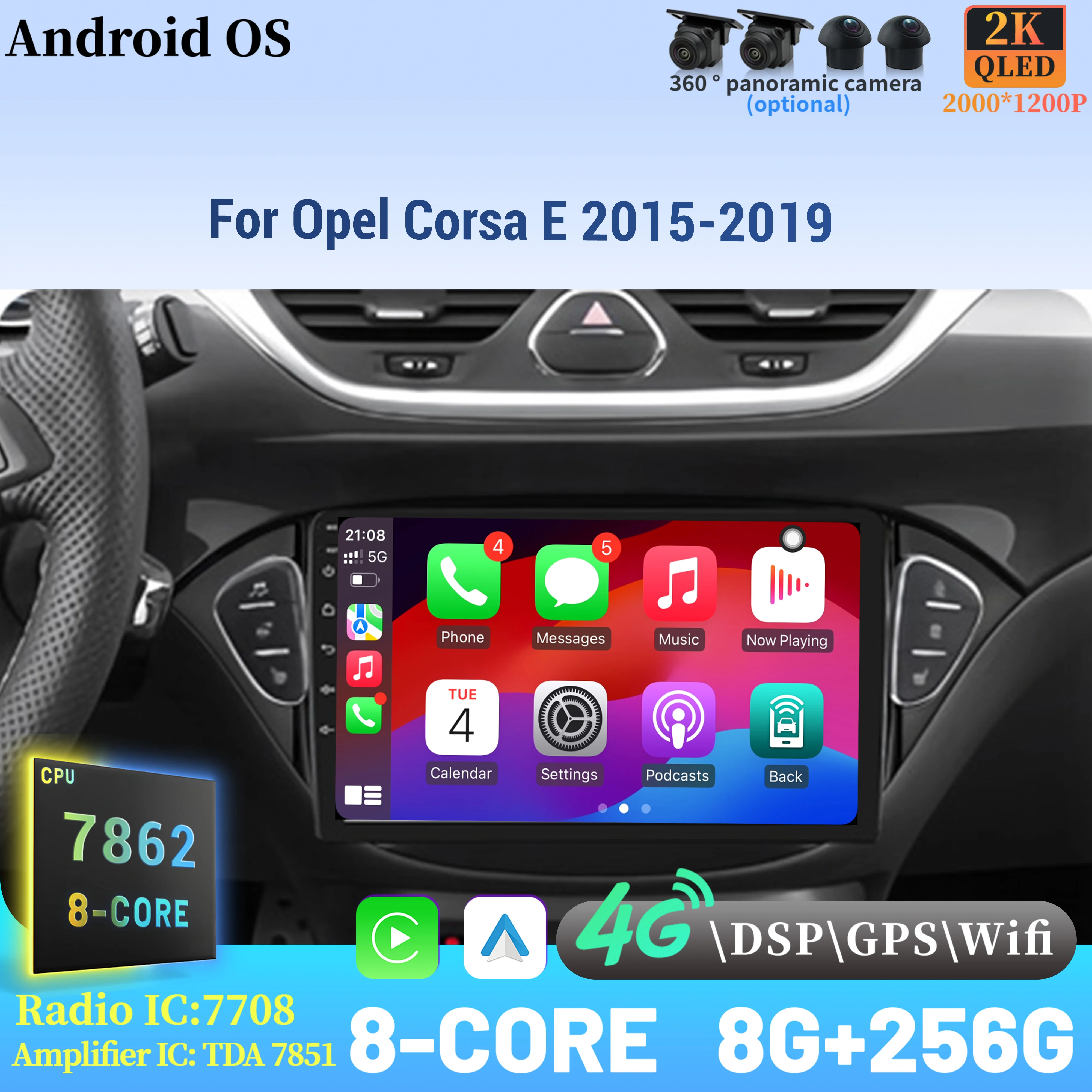 Android 14 Radio Car Multimedia Player 7862 8+256 Touch 2K QLED Screen For Opel Corsa E 2015-2019 Wireless BT CarPlay
Android 14 Radio Car Multimedia Player 7862 8+256 Touch 2K QLED Screen For Opel Corsa E 2015-2019 Wireless BT CarPlay