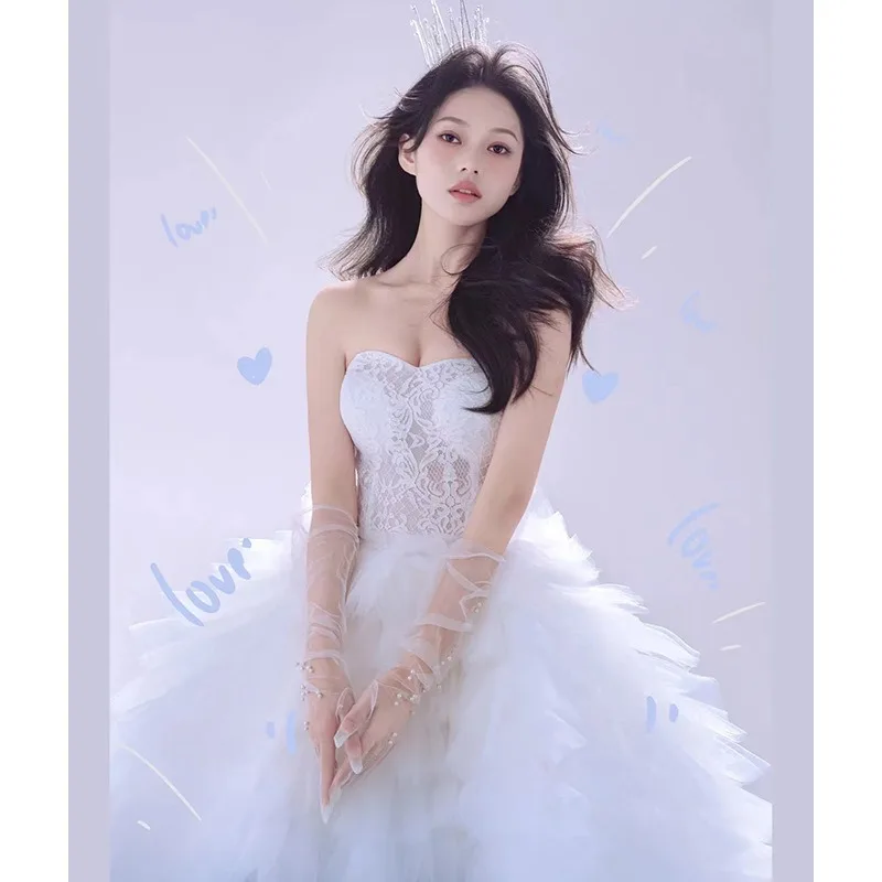 Blue Tube Top Wedding Dresses 2025 Sweet Fashion Princess Wind Fluffy Party Dress Formal Dress Women Elegant Evening Dresses
Blue Tube Top Wedding Dresses 2025 Sweet Fashion Princess Wind Fluffy Party Dress Formal Dress Women Elegant Evening Dresses