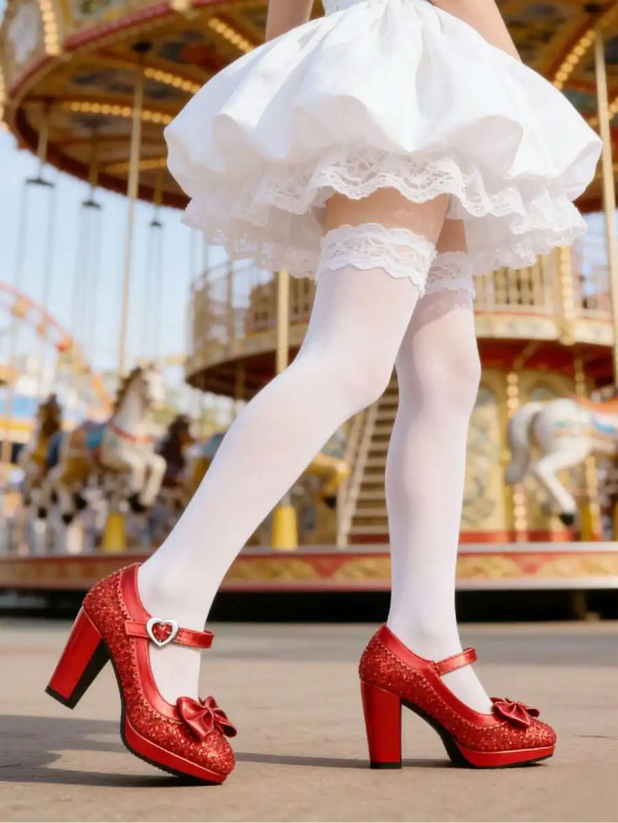 Red Glitter Mary Jane Pumps With Bow And Heart Buckle Chunky Block Heel For Party Wedding
Red Glitter Mary Jane Pumps With Bow And Heart Buckle Chunky Block Heel For Party Wedding