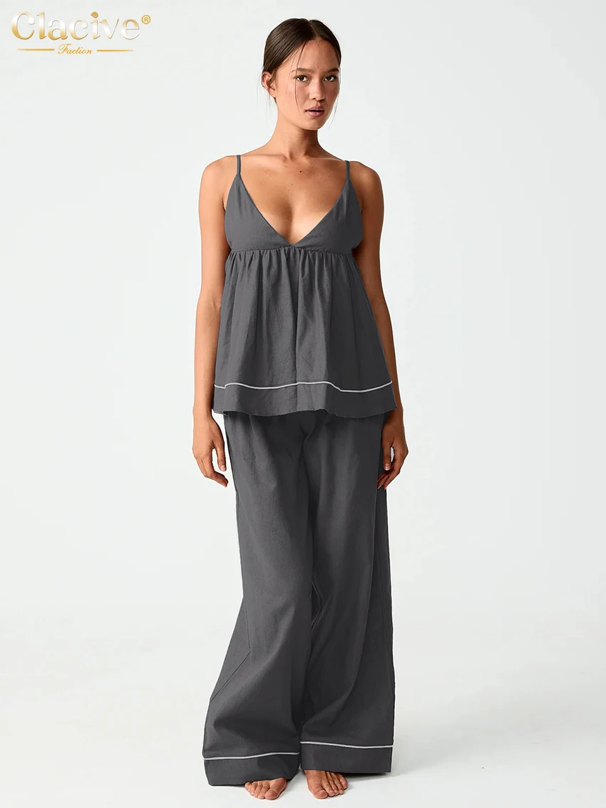 Clacive Summer Loose Gray Cotton 2 Piece Set Women 2026 Fashion Sleeveless Tank Top With High Waist Wide Pants Set Female Clothi
Clacive Summer Loose Gray Cotton 2 Piece Set Women 2026 Fashion Sleeveless Tank Top With High Waist Wide Pants Set Female Clothi