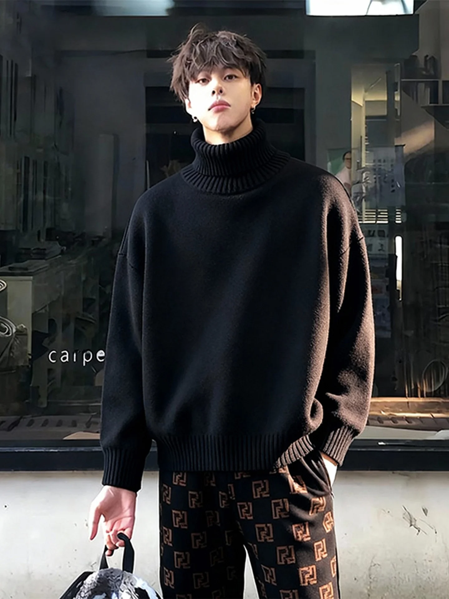 Men's High Collar Fce Lined Knitwear Bla Thi Lazy Sle Inner Wear Casual Loose Fit Warm Long Sve Top
Men's High Collar Fce Lined Knitwear Bla Thi Lazy Sle Inner Wear Casual Loose Fit Warm Long Sve Top