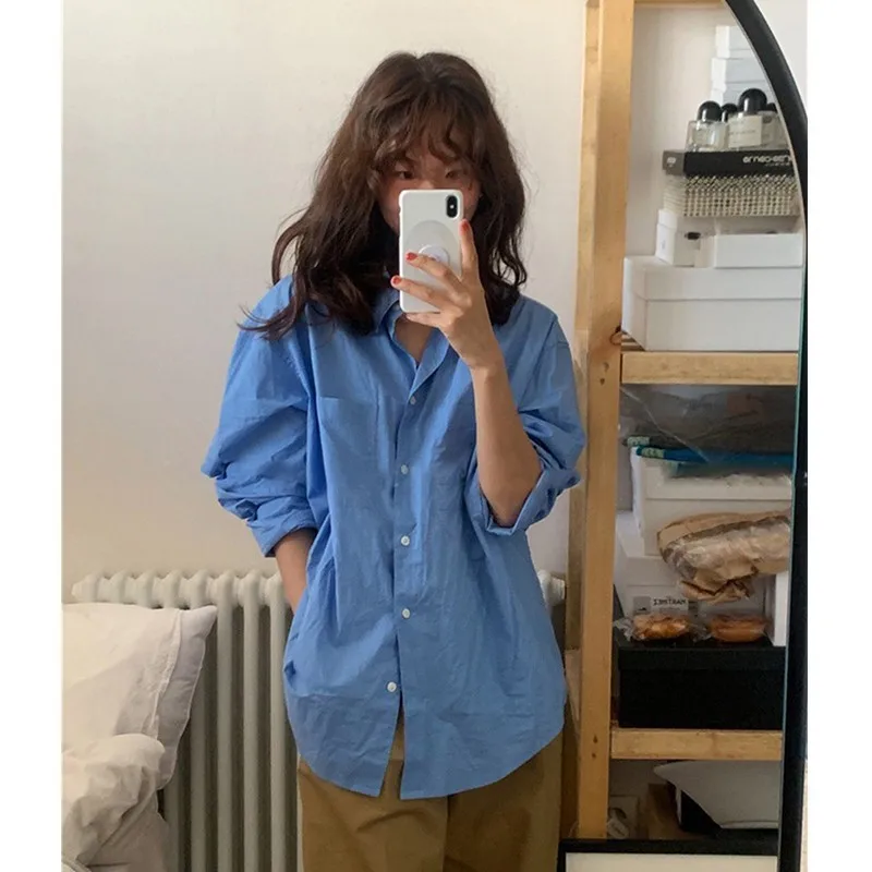 Blue Long Sve irt Classic Base Layer Inner Wear Dongda Gate Iuencer Sle Women's Loose Fit Cotton Commute Sle
Blue Long Sve irt Classic Base Layer Inner Wear Dongda Gate Iuencer Sle Women's Loose Fit Cotton Commute Sle