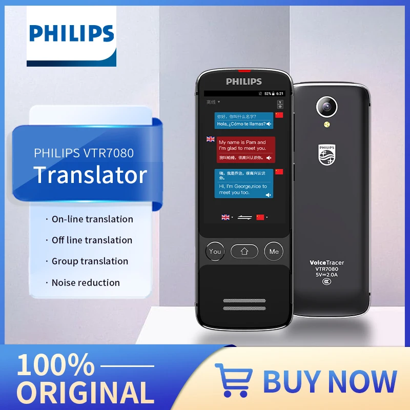 PHILIPS Original VTR7080 4G WIFI Translator Multi 80 Languages Offline Instant Translate
PHILIPS Original VTR7080 4G WIFI Translator Multi 80 Languages Offline Instant Translate