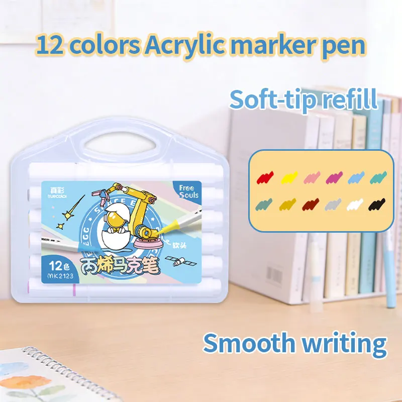 Truecolor MK2123-12 Large Triangle Soft Tip Acrylic Marker Pens PP Box Set Essential for Art Drawing Versatile in Scenarios
Truecolor MK2123-12 Large Triangle Soft Tip Acrylic Marker Pens PP Box Set Essential for Art Drawing Versatile in Scenarios