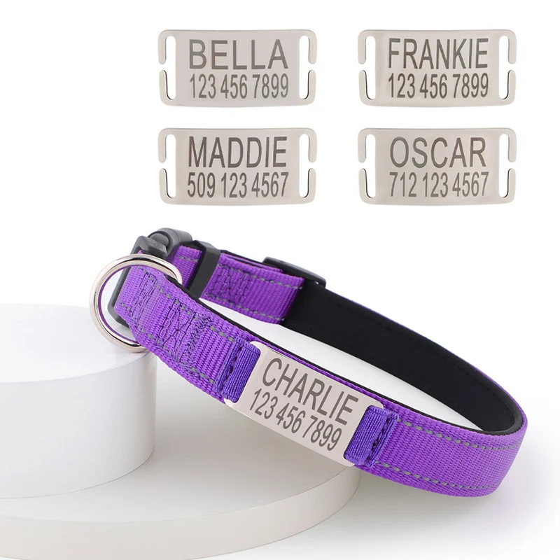 Personalized Dog Collar with Engraved Nameplate Adjustable Reflective Nylon Custom Pet Collar for Dogs Anti-lost Pet ID Tag
Personalized Dog Collar with Engraved Nameplate Adjustable Reflective Nylon Custom Pet Collar for Dogs Anti-lost Pet ID Tag
