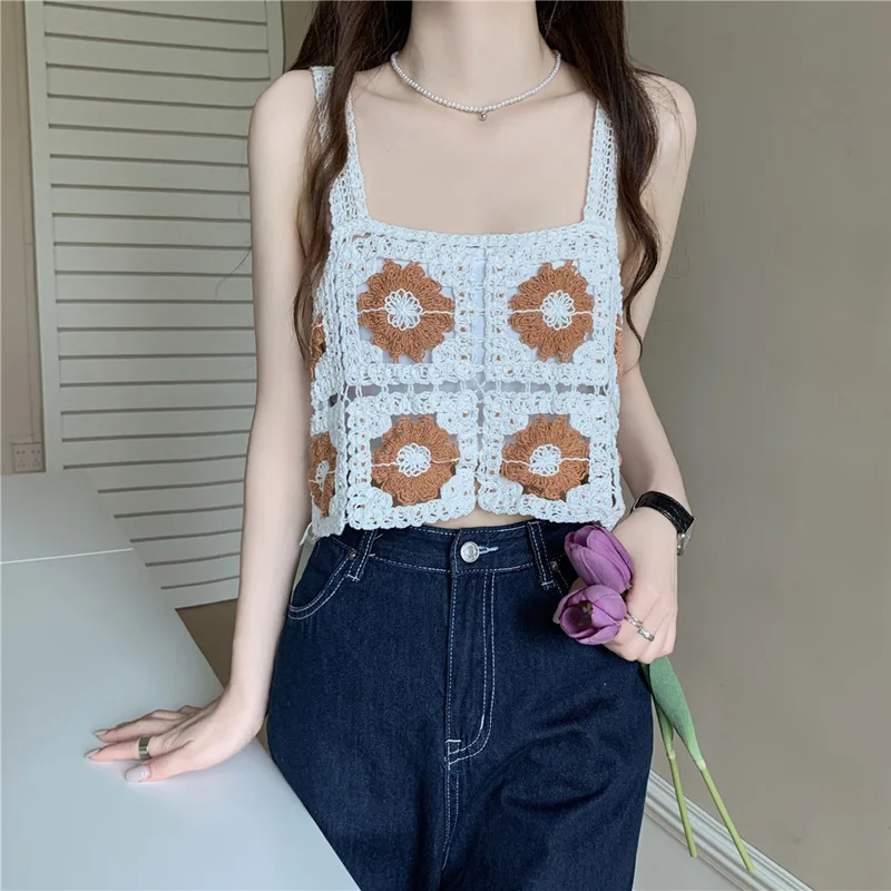 Boring Honey Square Collar Hollow Out Summer Clothes For Women Flowers Contrast Color Retro Crop Tops Crochet Short Tops Women
Boring Honey Square Collar Hollow Out Summer Clothes For Women Flowers Contrast Color Retro Crop Tops Crochet Short Tops Women