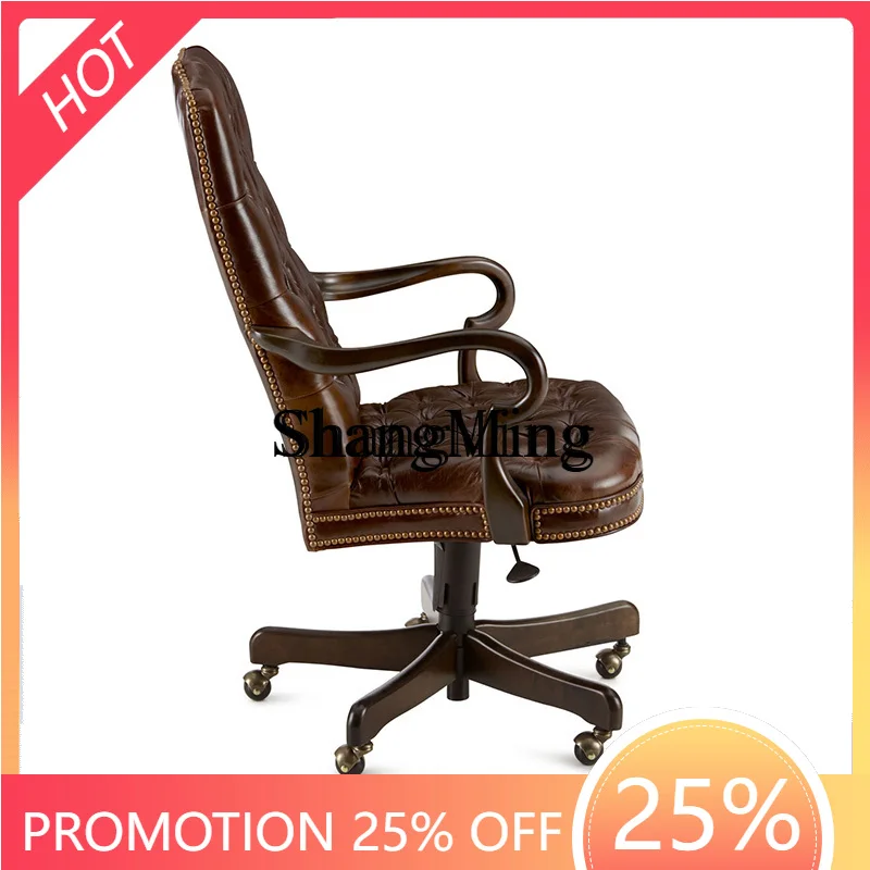 FG retro old all solid wood rotatable office book chair villa all cowhide lift
FG retro old all solid wood rotatable office book chair villa all cowhide lift